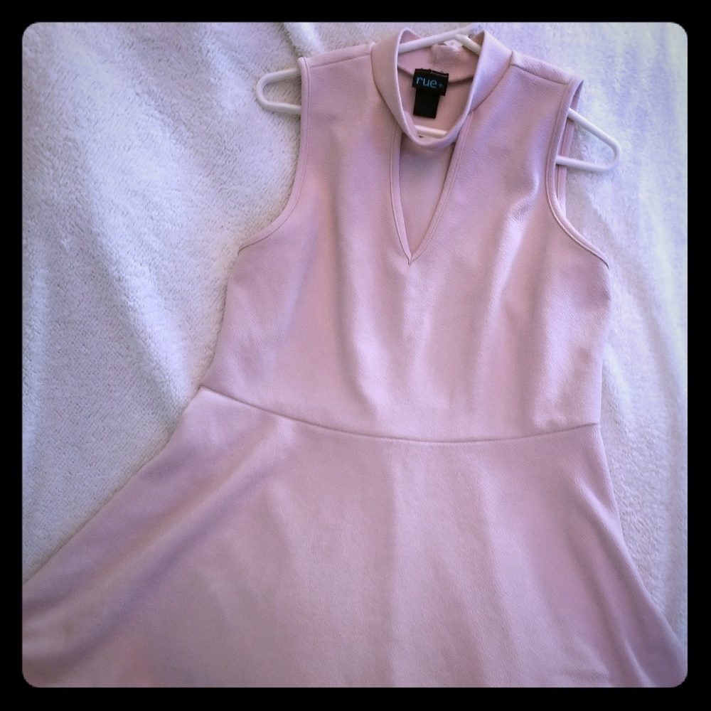 Rue + light pink keyhole skater dress